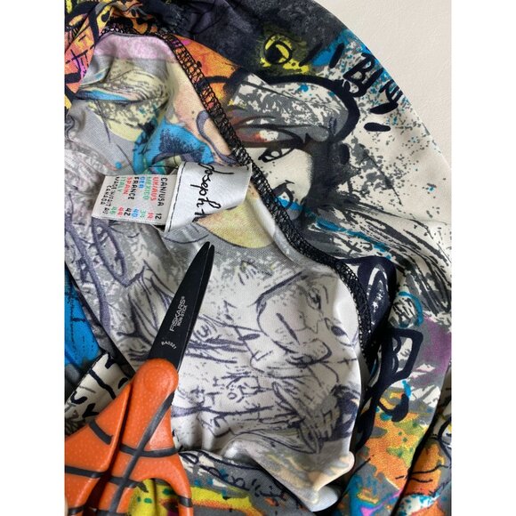 Joseph Ribkoff Abstract Graffiti Art Tunic Top size 12 Asymmetrical Button Boho - Picture 9 of 16